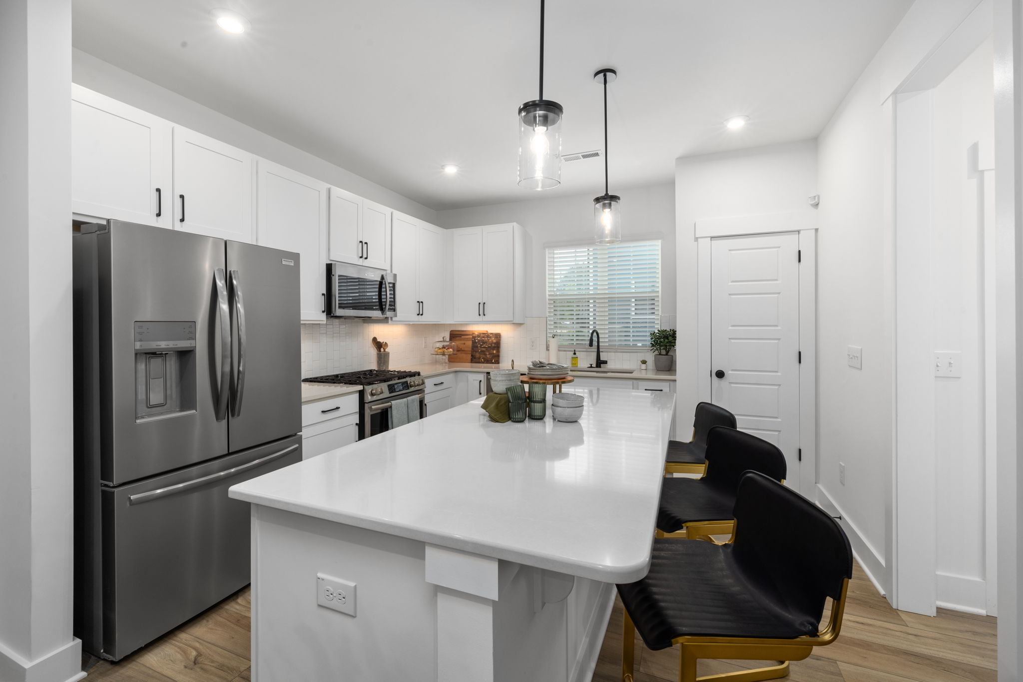 kitchen with stainless steel appliances and island