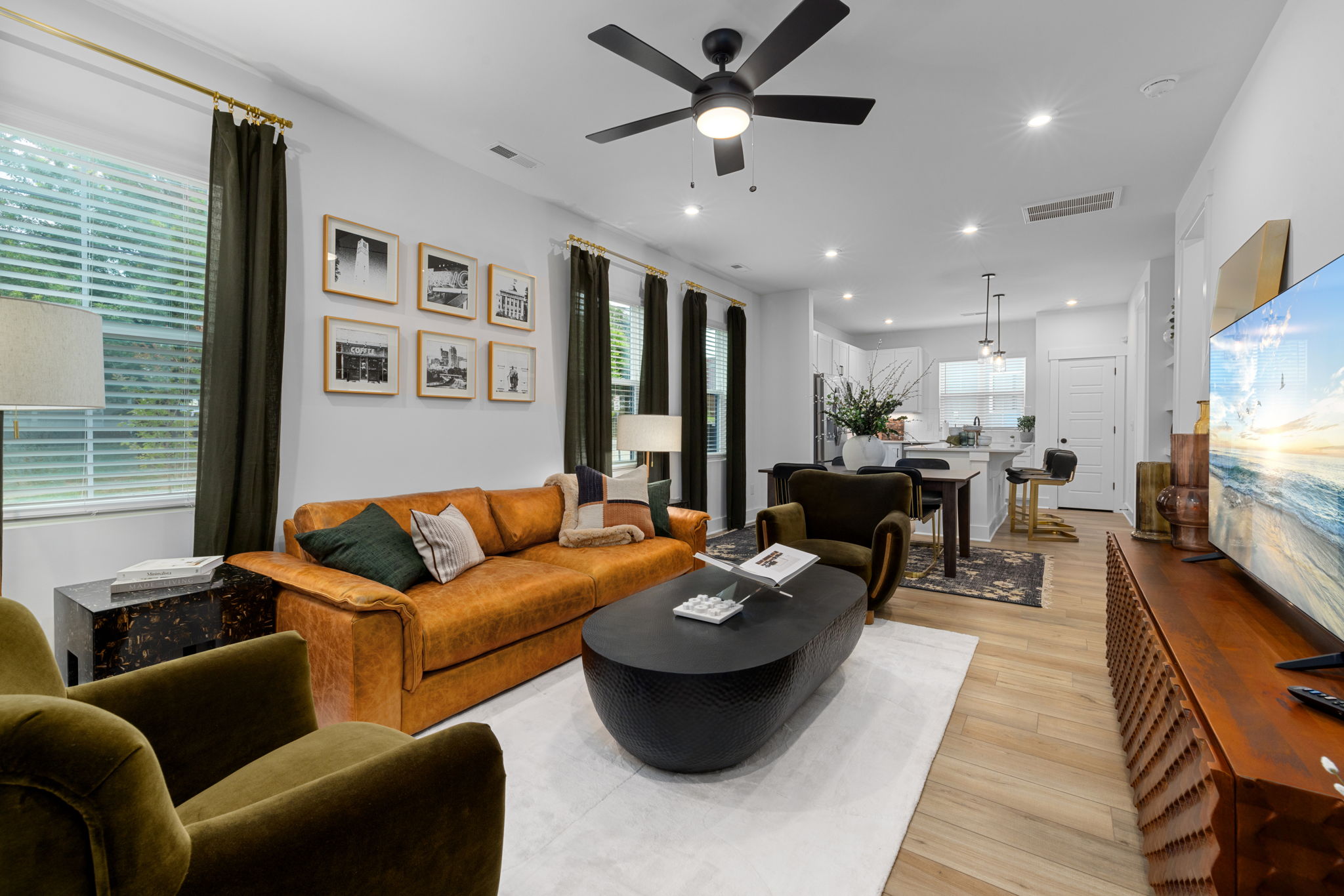 Living area with open floorplan to kitchen