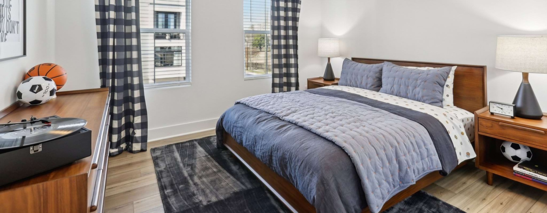 bedroom with natural lighting and warm lighting