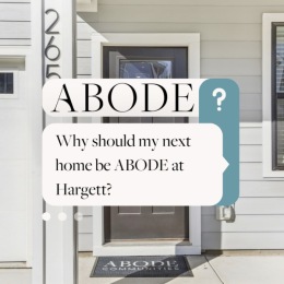 front door and a graphic showing information